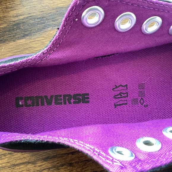 Converse All Star Shoes Girls Size 11 Sneakers Black Purple Fold Back Tongue - Picture 7 of 7